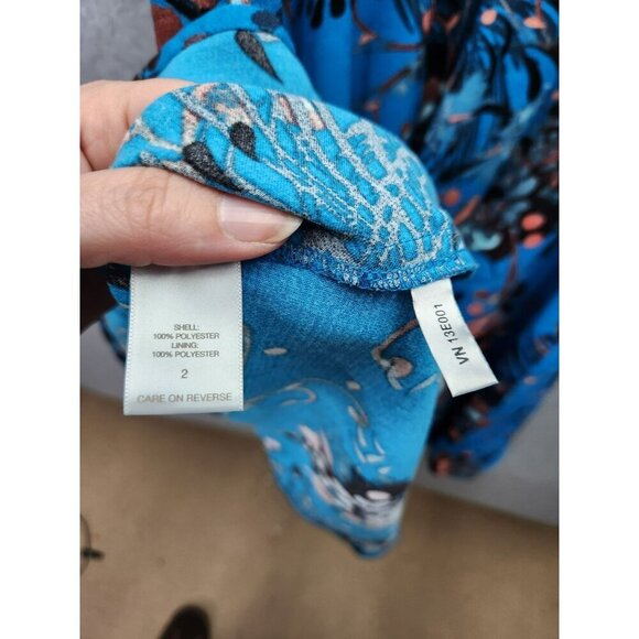 Eva Mendes By NY&Co Blue Floral Sleeveless Fit & Flare Dress Size 2 Polyester - Picture 4 of 5